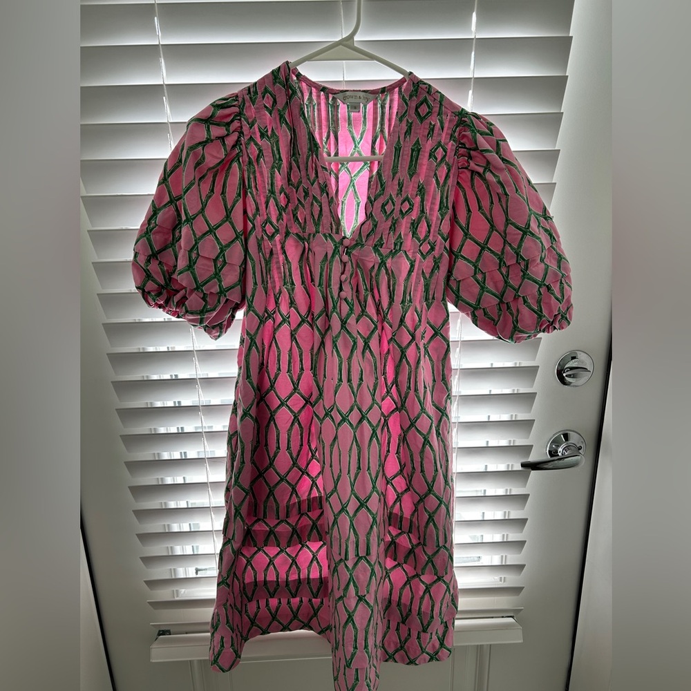 Crown & Ivy Pink and Green Patterned Dress